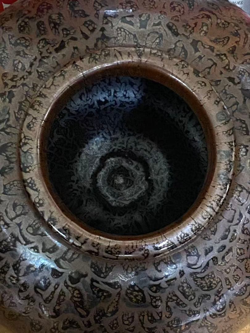 『松樹天目壺』木村盛康作大壺 陶器 花入れ　年代物