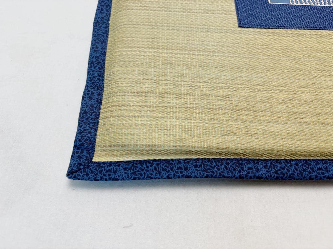 茶道具 人間国宝 芹沢銈介模様 作 イ草座布団 5客組 藍の香 縄のれん 紙箱