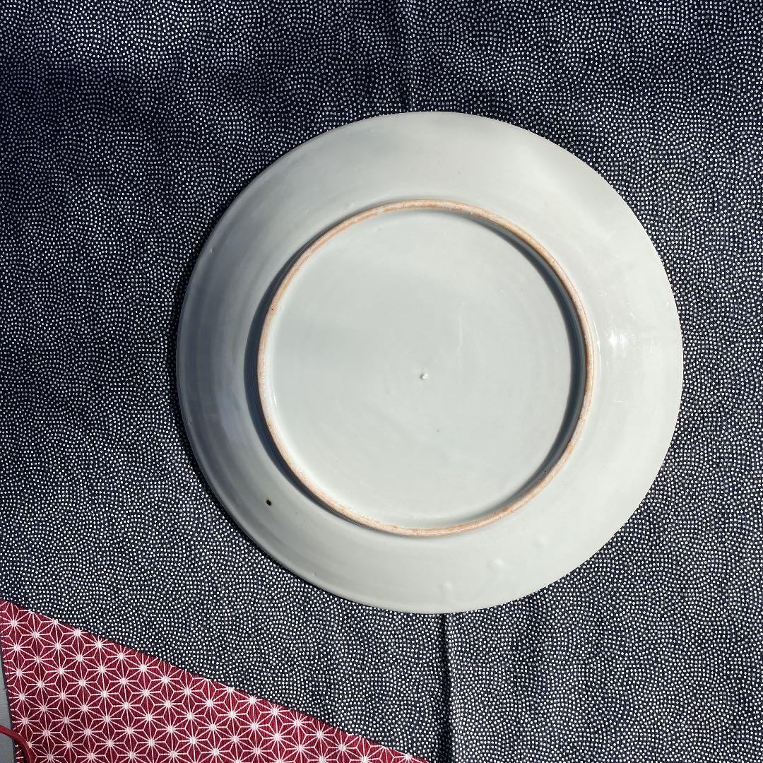 印判　染付大皿　花鳥図