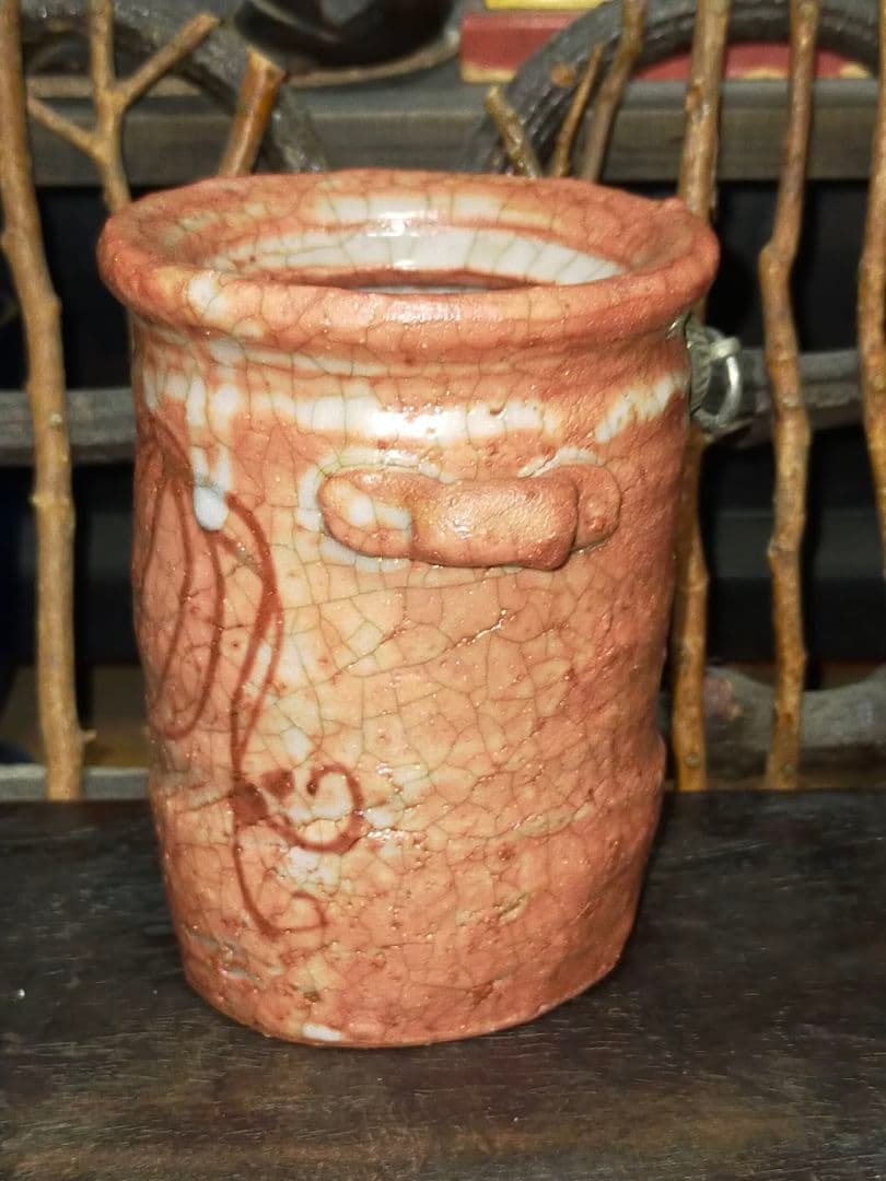 ♥志野　花器　桐箱付き　３　花瓶　掛花入れ　骨董品　アンティーク