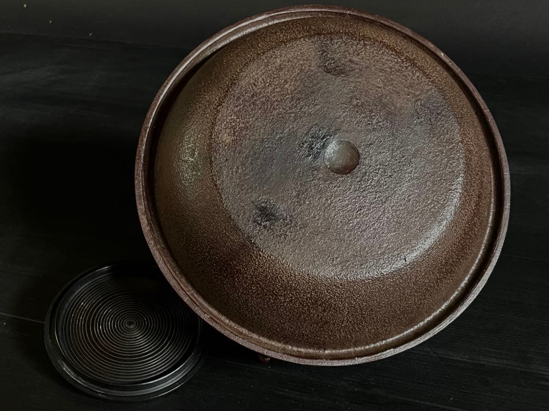 「母」 浜松地紋 真形羽付釜 佐藤浄清 共箱 栞 茶道具 （128あ）