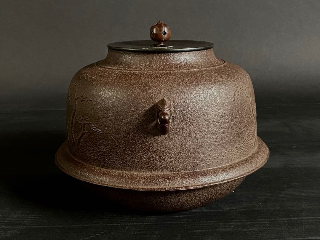 「母」 浜松地紋 真形羽付釜 佐藤浄清 共箱 栞 茶道具 （128あ）