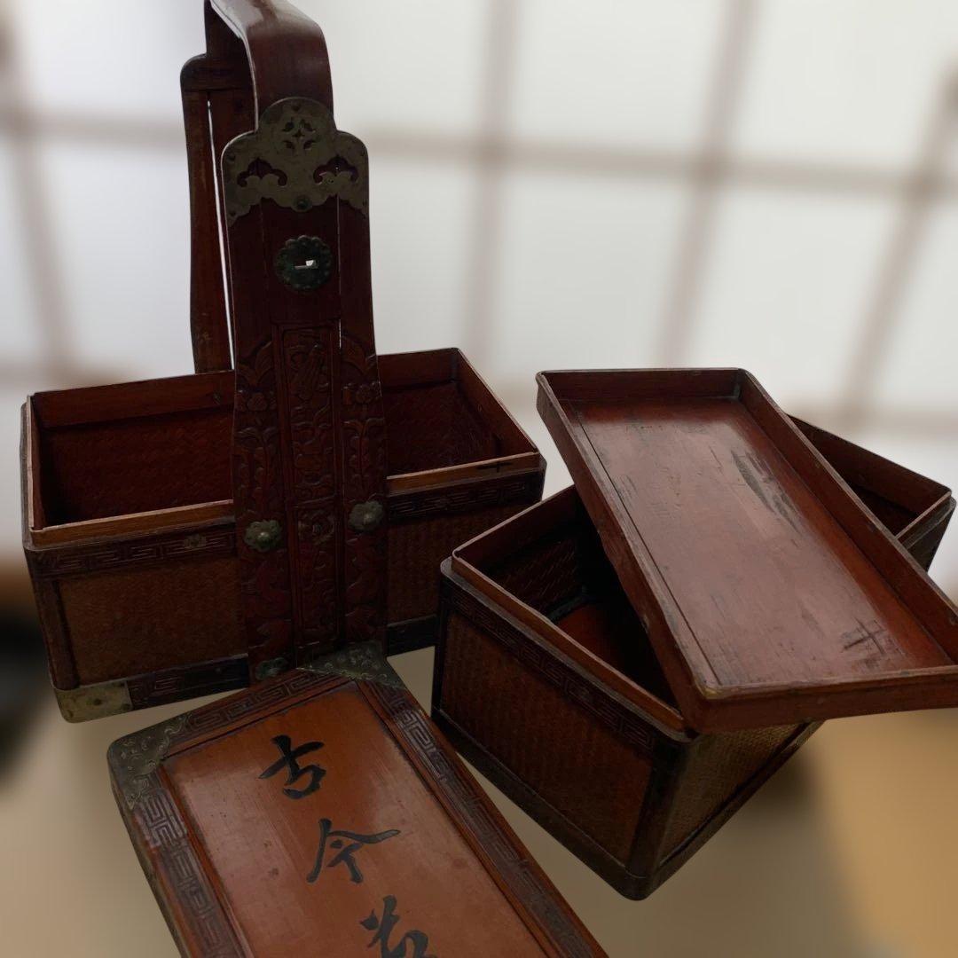 茶道具箱　煎茶道具箱　野点　茶道　日本の茶道具 茶収納箱　提藍ていらん　骨董品