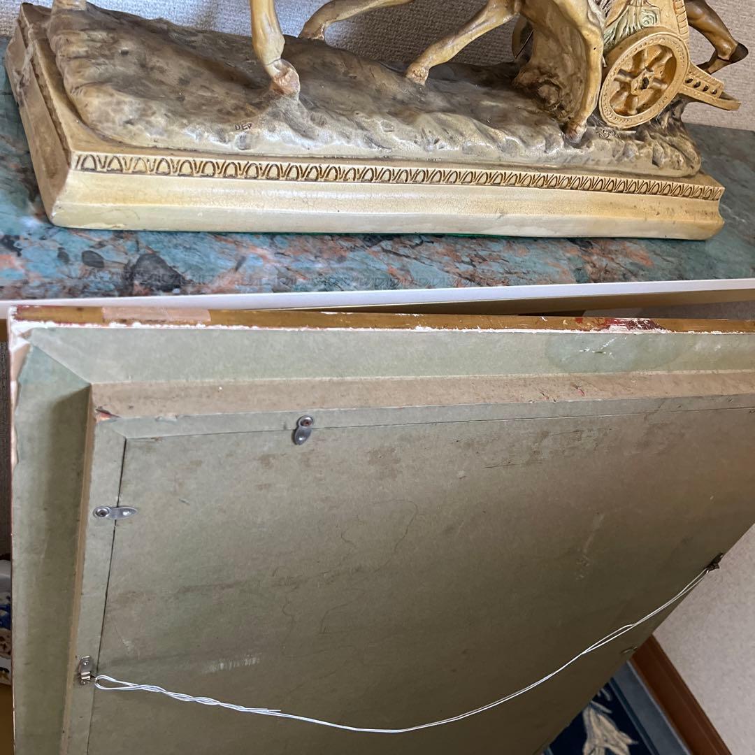 【更に値下げしました】街並み 油彩画 金色フレーム