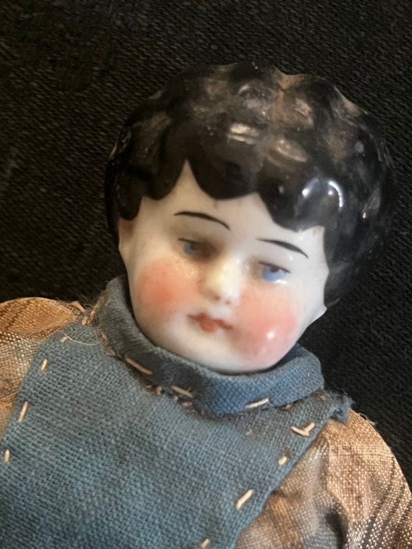 アンティークヴィンテージテディベア ぬいぐるみ陶器人形フランスレースボタンセット