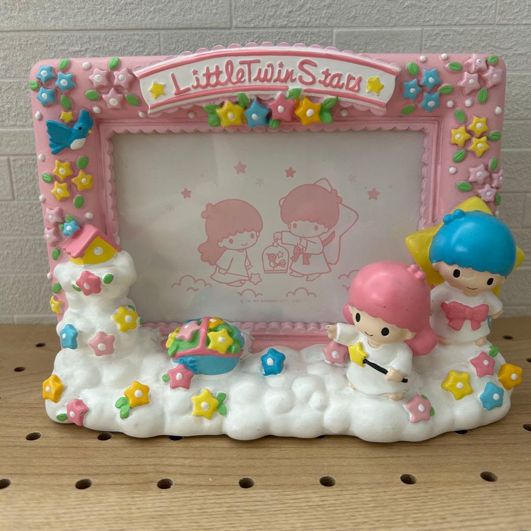 希少★キキララ　L判写真立て　陶器製　昭和レトロ　リトルツインスターズ　サンリオ