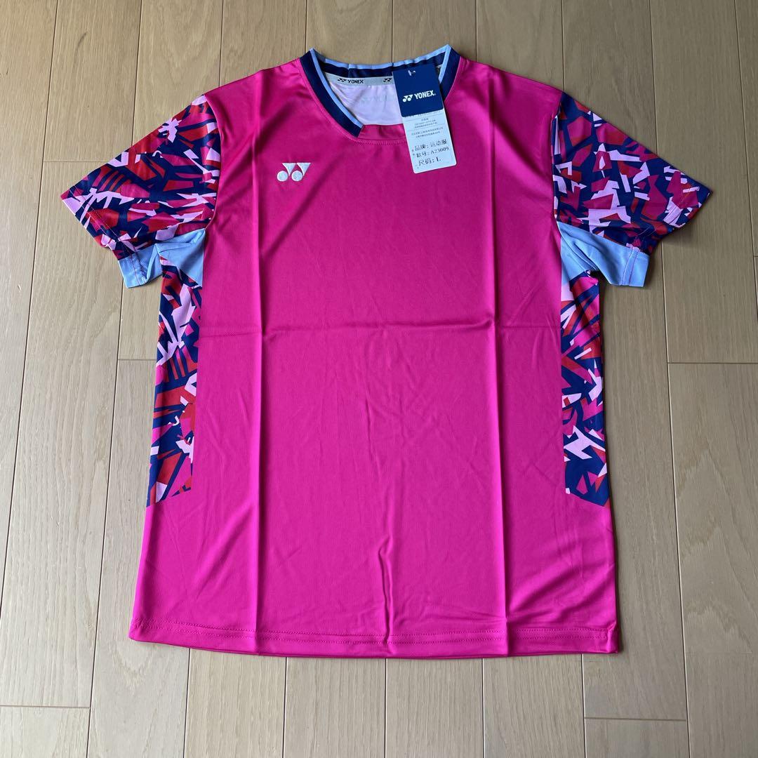 ヨネックスYONEX バド＆テニスゲームシャツ　新品　サイズLベリーピンク