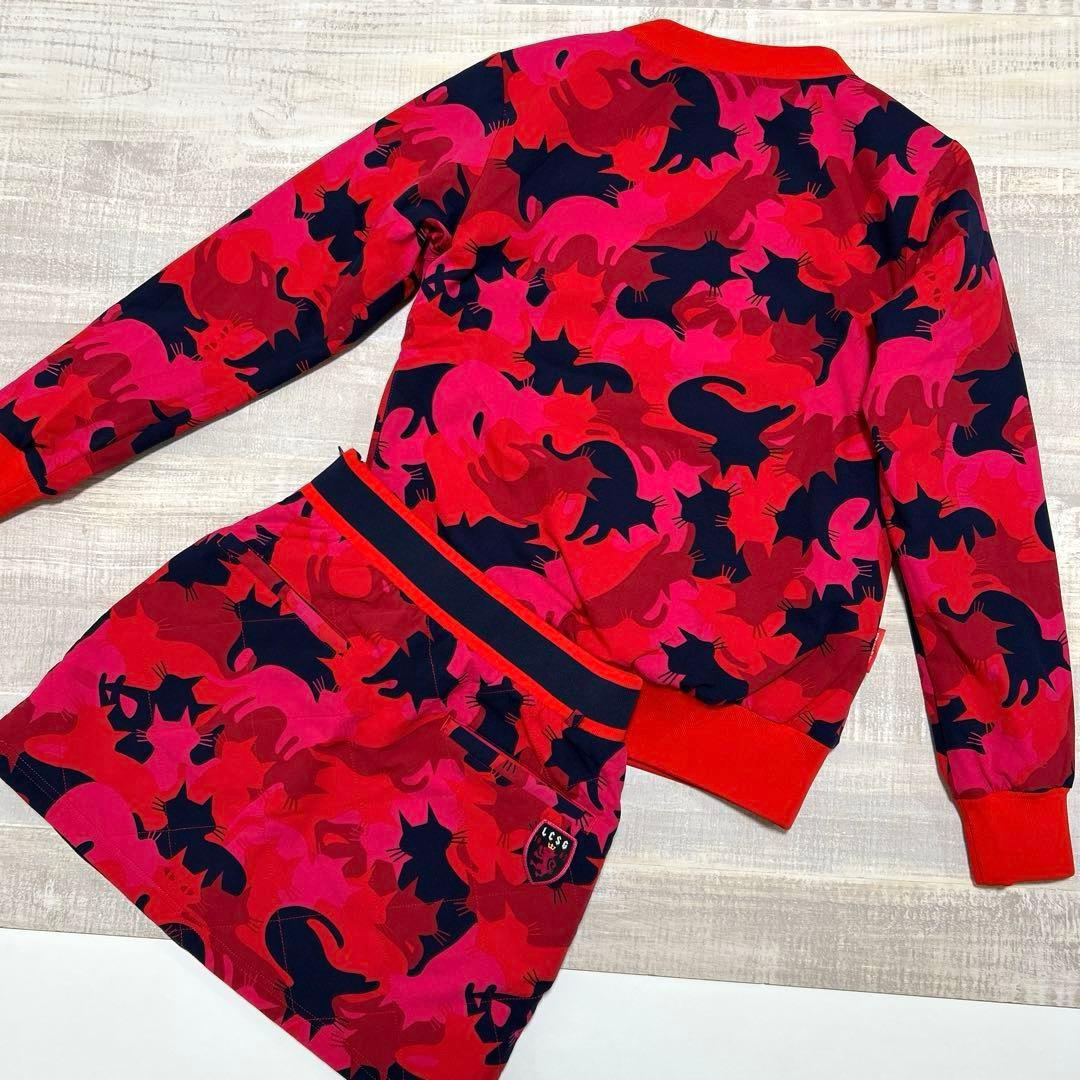 ルコックスポルティフゴルフ★猫柄★セットアップ★中綿★リバーシブル★【サイズS】