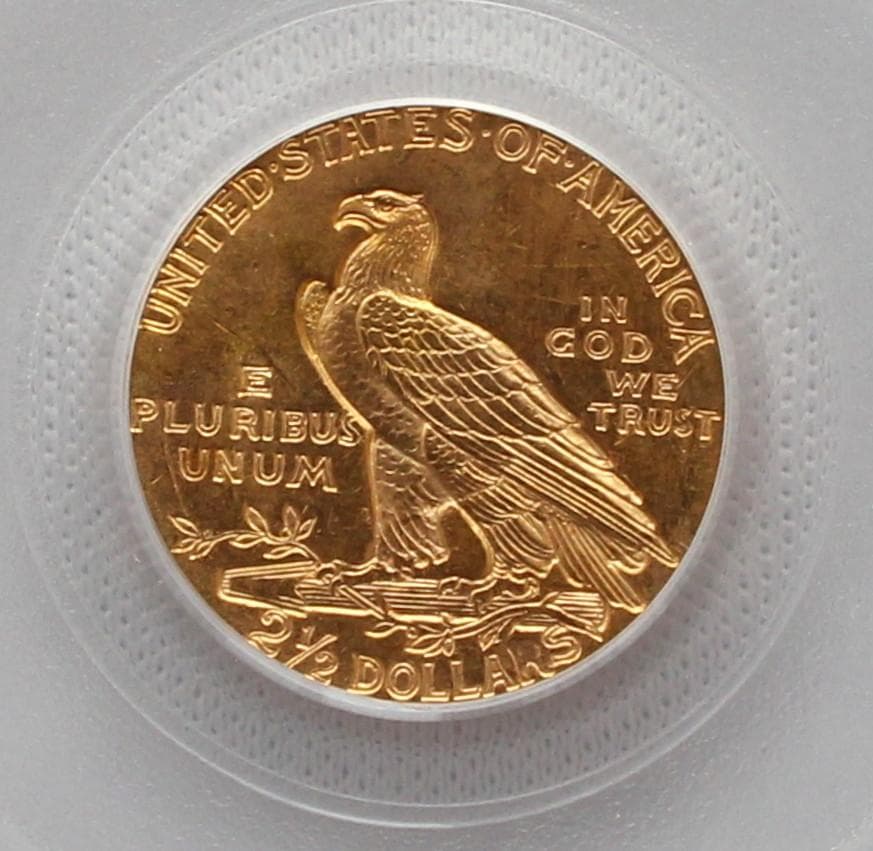 1929年 米国 インディアンヘッド ＄2.5クオーター金貨 PCGS MS62
