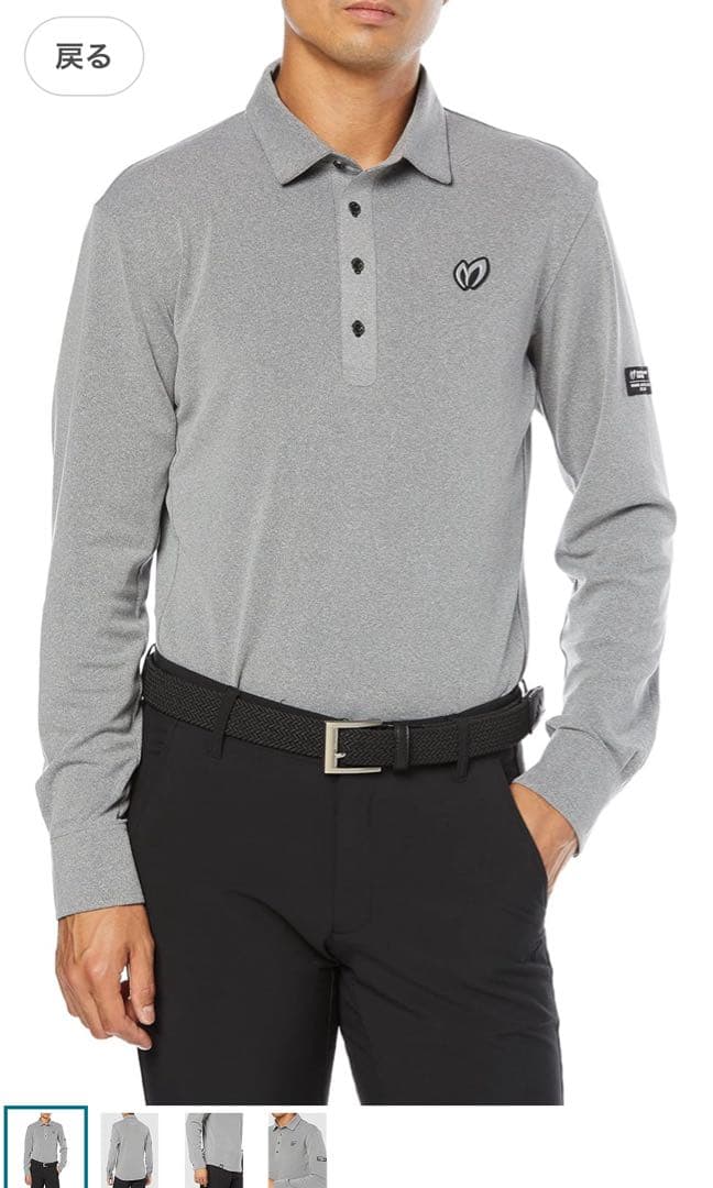 マスターバニーメンズ 長袖 ポロシャツ ワンポイントロゴサイズ6