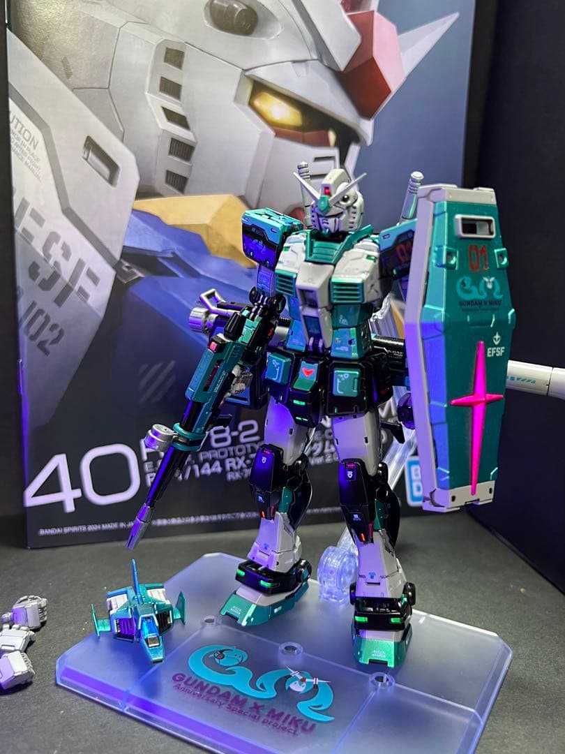 RG 1/144 RX-78-2ガンダムVer.2.0塗装完成品初音ミクカラー