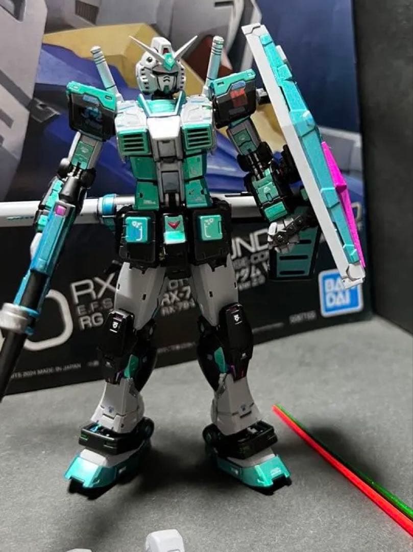 RG 1/144 RX-78-2ガンダムVer.2.0塗装完成品初音ミクカラー