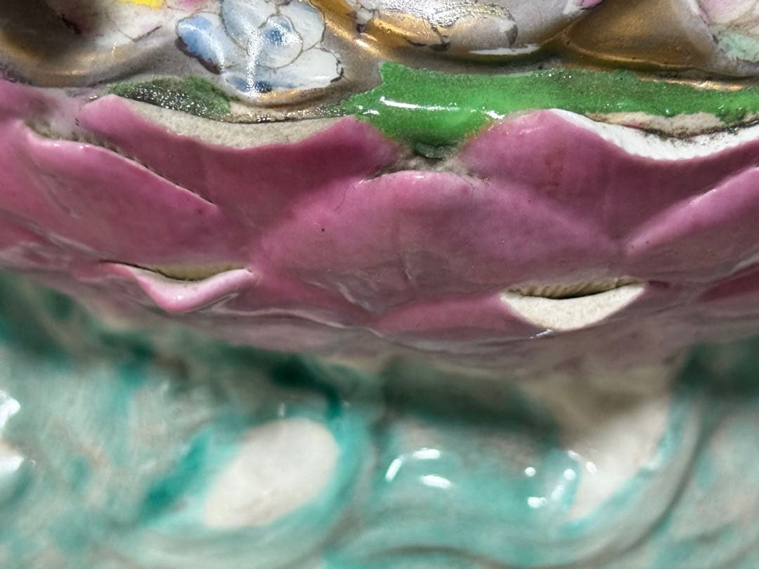 中国　景徳鎮1950年代製　浄瓶観音像　高さ約51.3cm 粉彩　送料込1218