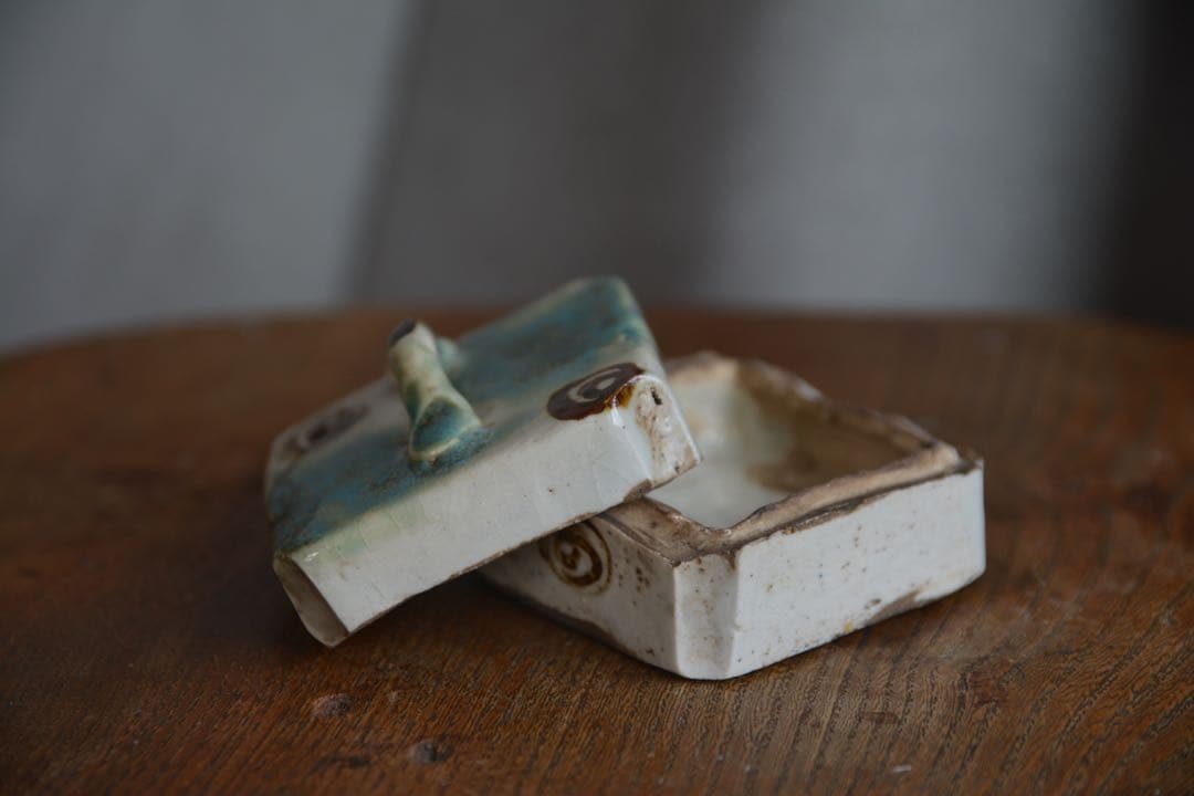 江戸期 織部 香合 表千家 十代 吸好斎宗匠 花押