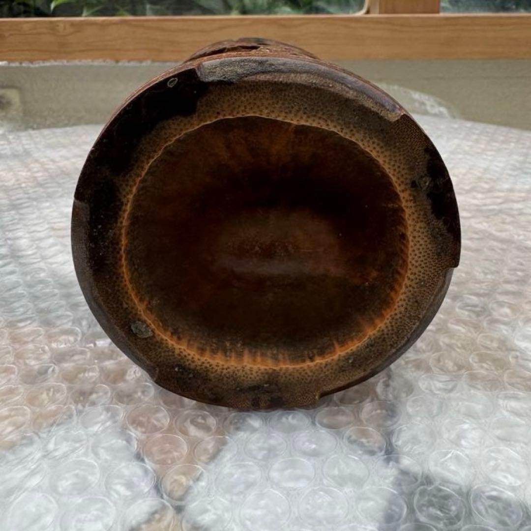 中国美術　竹製彫刻　筆立　筆筒　置物　骨董
