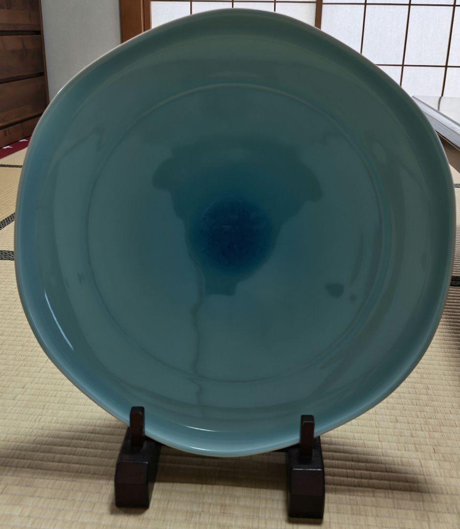 (日本工芸会正会員)西山勇作　【天青瓷線文深鉢】　美術展出品作品　一点もの