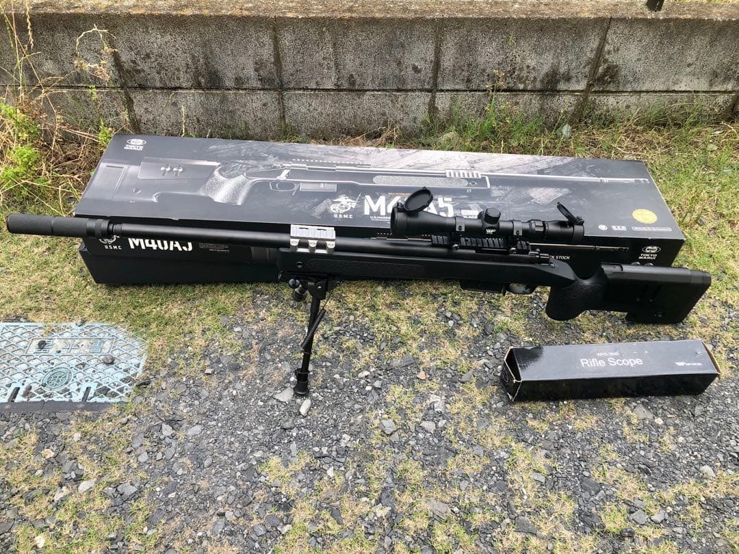 東京マルイ製　エアコッキングライフル　m40A5 スコープバイポッドサプレッサー