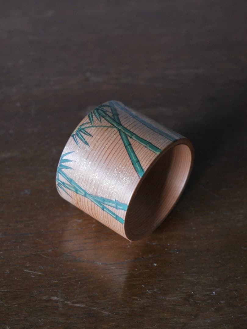 木具師　橋村萬象　桐木　木地曲　蓋置　竹文　茶道具　Q1850