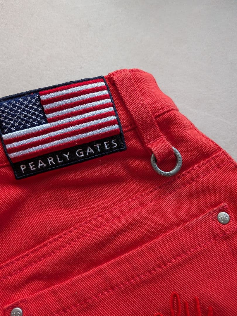 ♡PEARLY GATES♡赤スカート★00サイズ★美品★星刺繍・国旗ワッペン