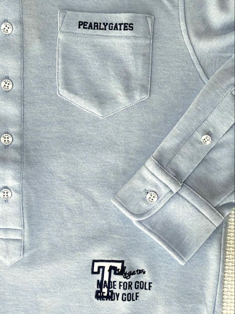 パーリーゲイツ ストレッチカノコ スムースピーチ長袖ポロシャツ（SAX／4）