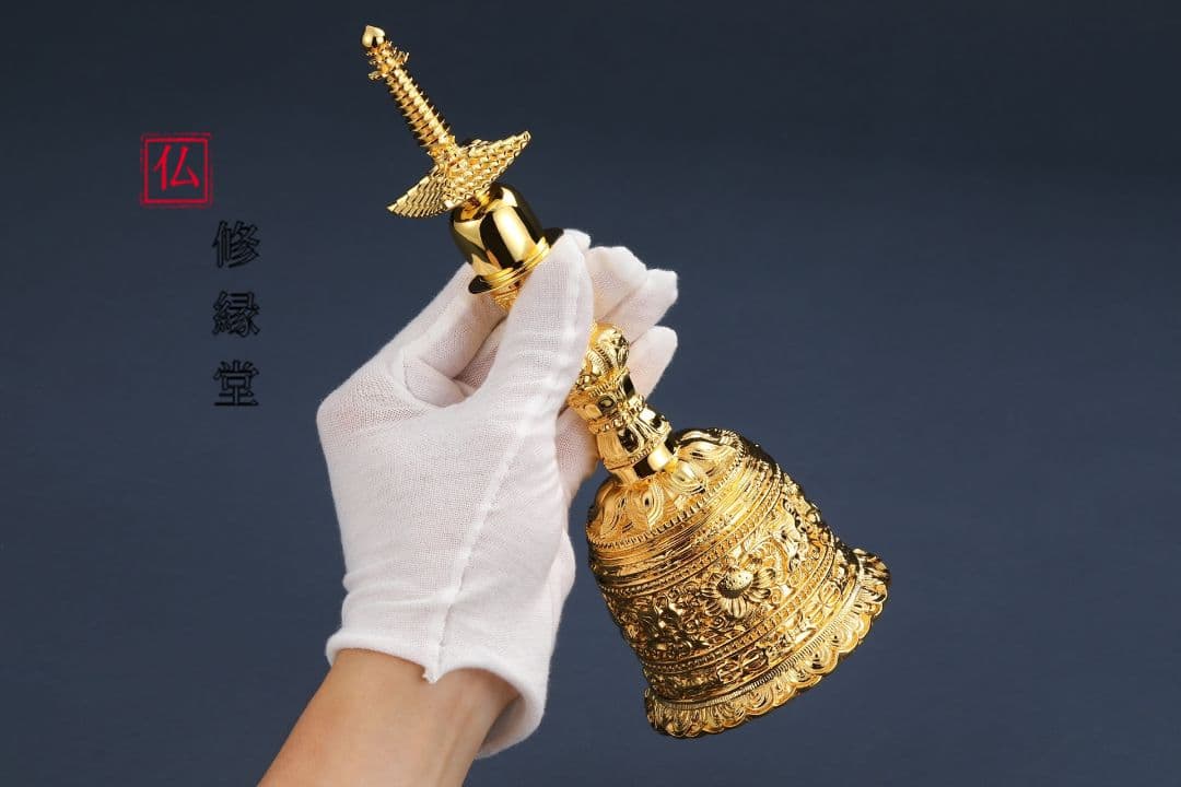 【修縁堂】密教法具 鬼面金剛盤 塔鈴塔杵金剛盤 ひとそろいです