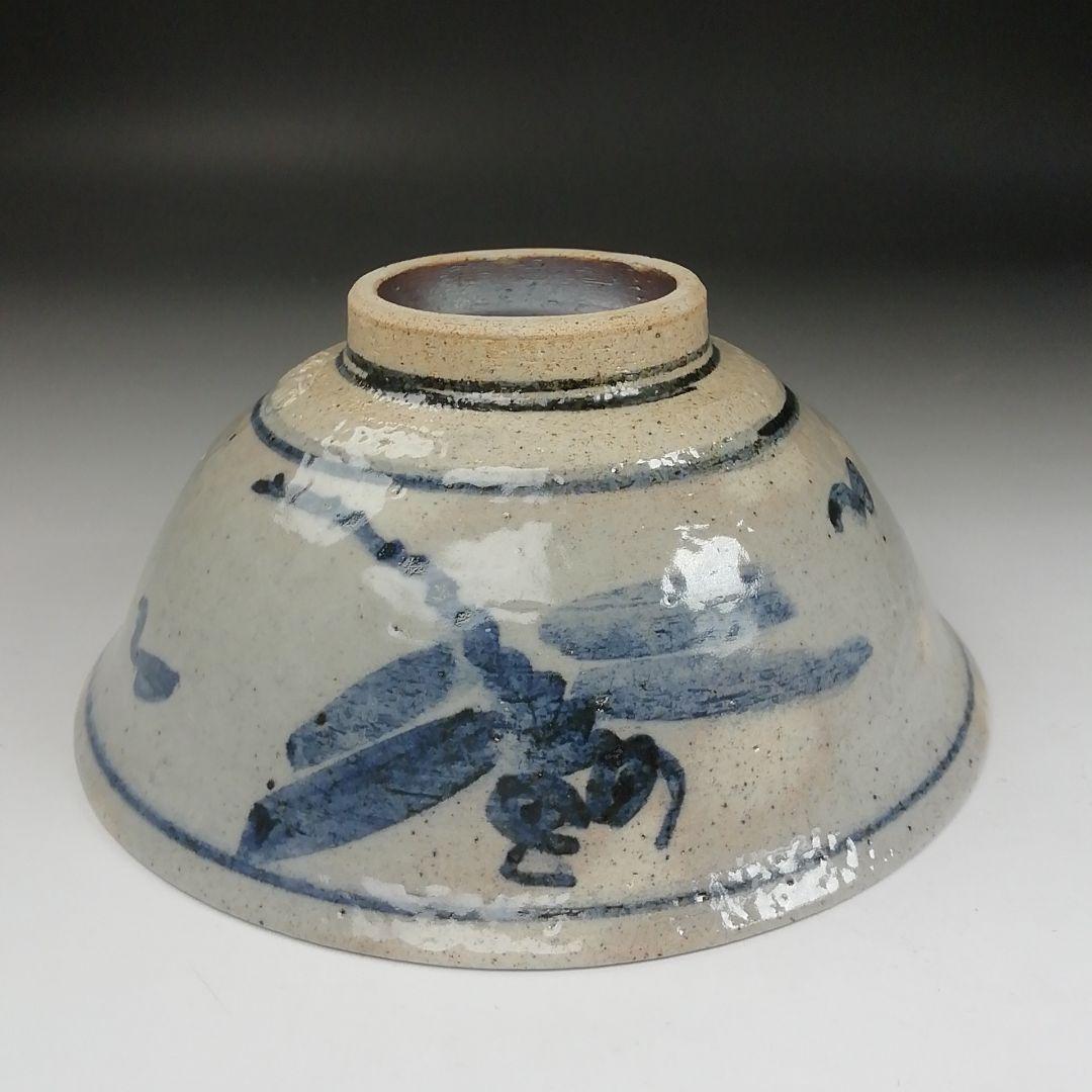 Ｔ４０２　茶碗　『安南写　蜻蛉図』『平茶碗』『浅見与し三 造』　共箱　茶道具