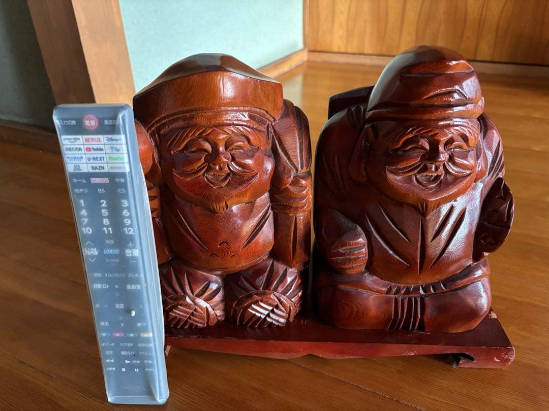 木製 福の神 彫刻 二体