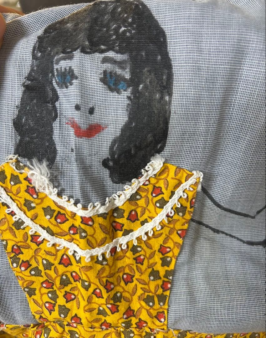 1950年代　アメリカン　ヴィンテージ ハンドメイド エプロン　手描き　雑貨