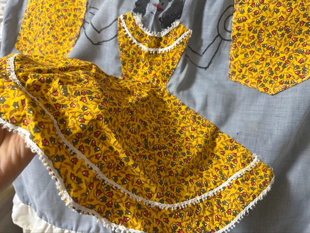 1950年代　アメリカン　ヴィンテージ ハンドメイド エプロン　手描き　雑貨