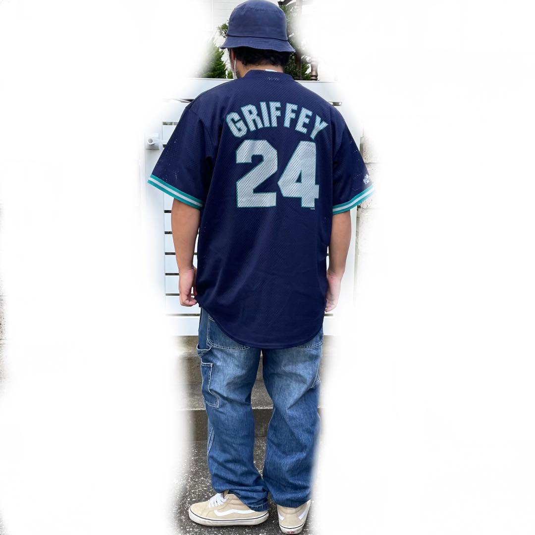 USA製 90s　シアトル マリナーズ グリフィーJr. 古着 プルゲームシャツ