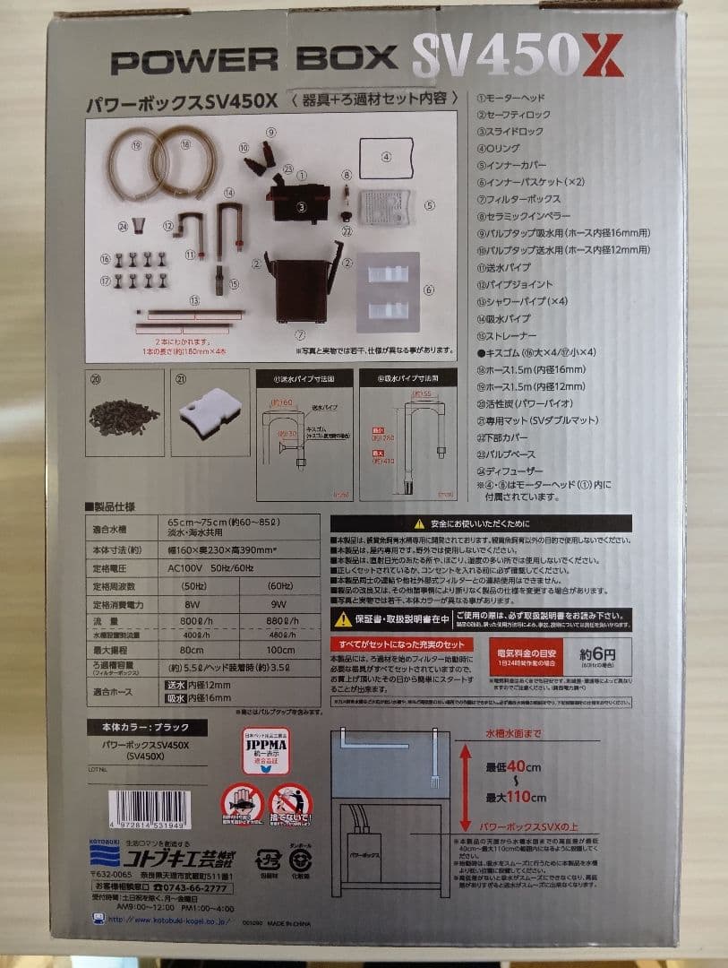 KOTOBUKI POWER BOX SV450X フィルター