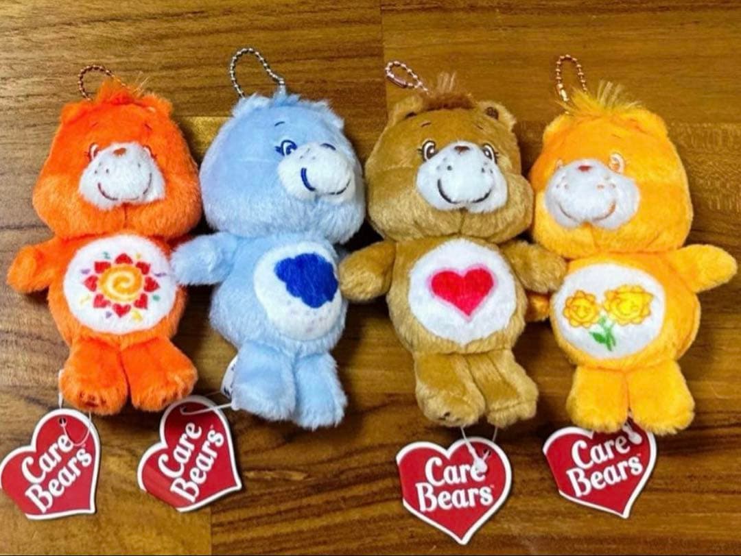 ケアベア5色のマスコット　ハートチャーム付きぬいぐるみショルダーバッグ