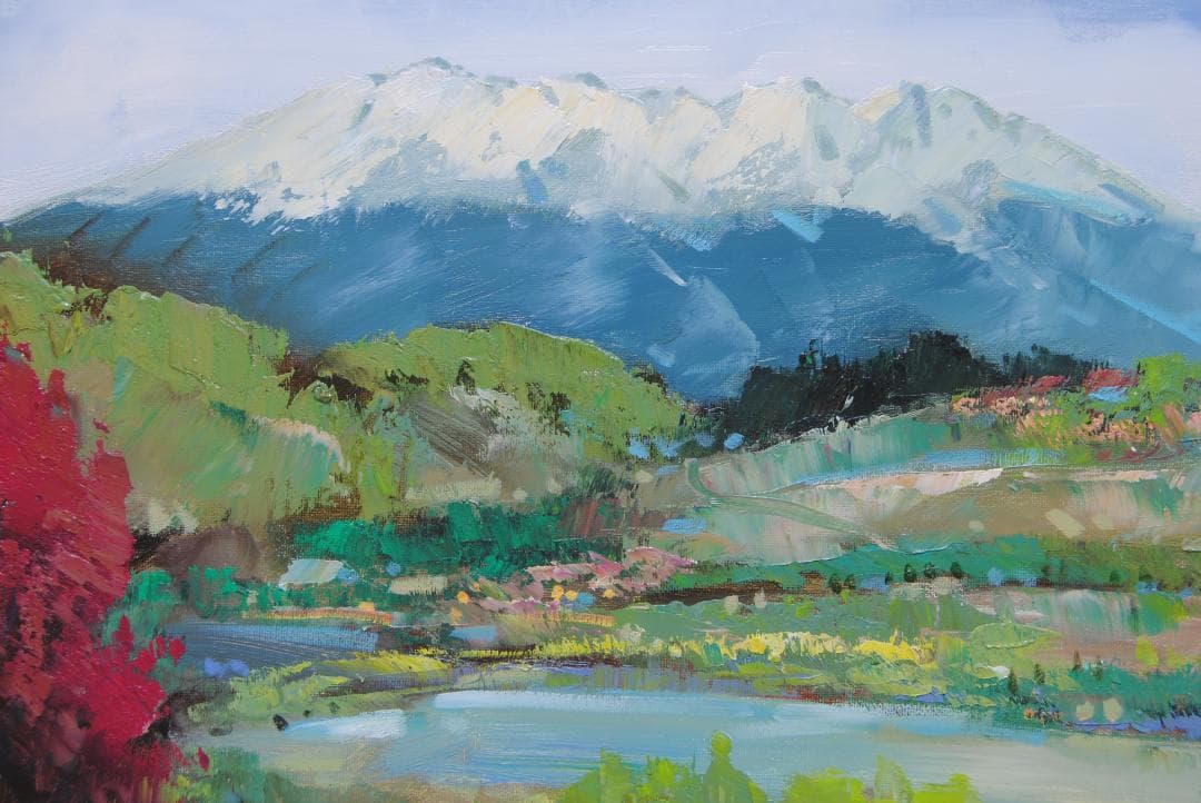 雪永幸美　「木曾御岳」Ｆ8　肉筆 風景画 油絵 油彩画 絵画