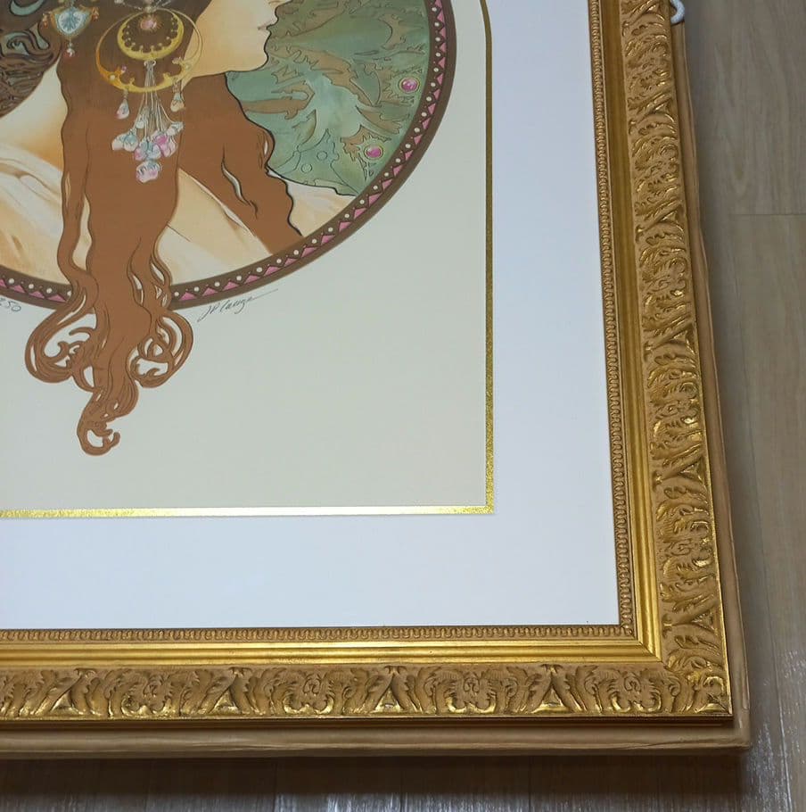 アルフォンス・ミュシャ ブルネット 内袋付き リトグラフ