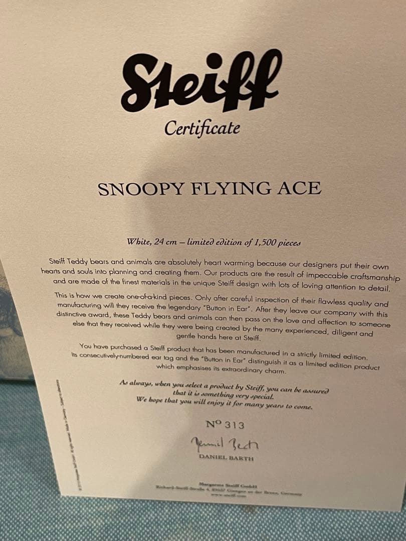 Steiff Snoopy Flying Ace ぬいぐるみ