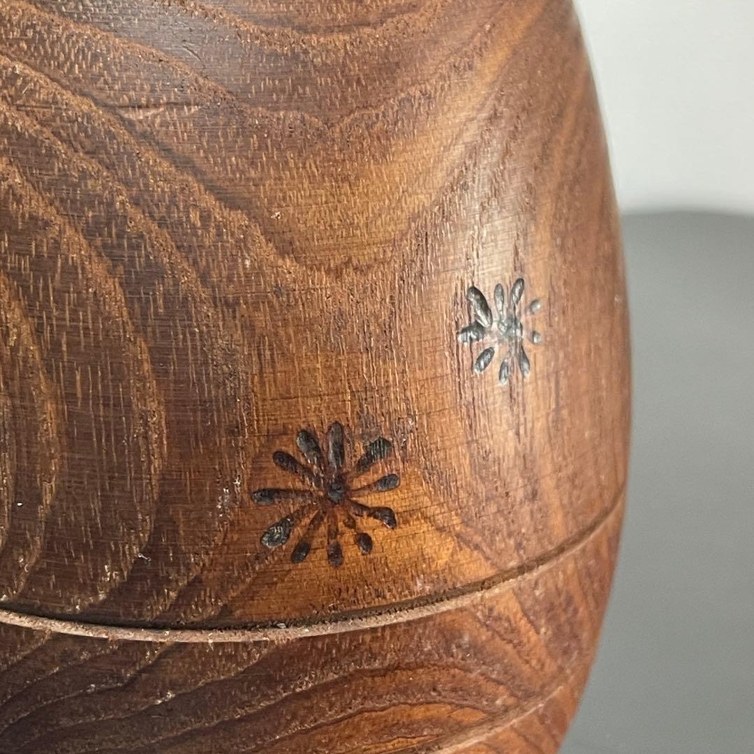 【山中三平】創作こけし｜おかっぱ 伏し目 花模様｜三平こけし 約19cm