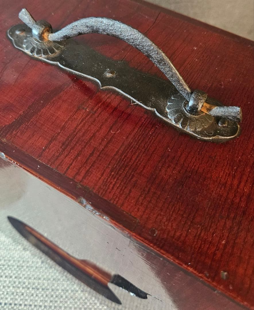 明治時代　木製　弁当箱　野点　野点弁当箱 鉄製手提げ　三段重ね　5箱仕立　茶道具