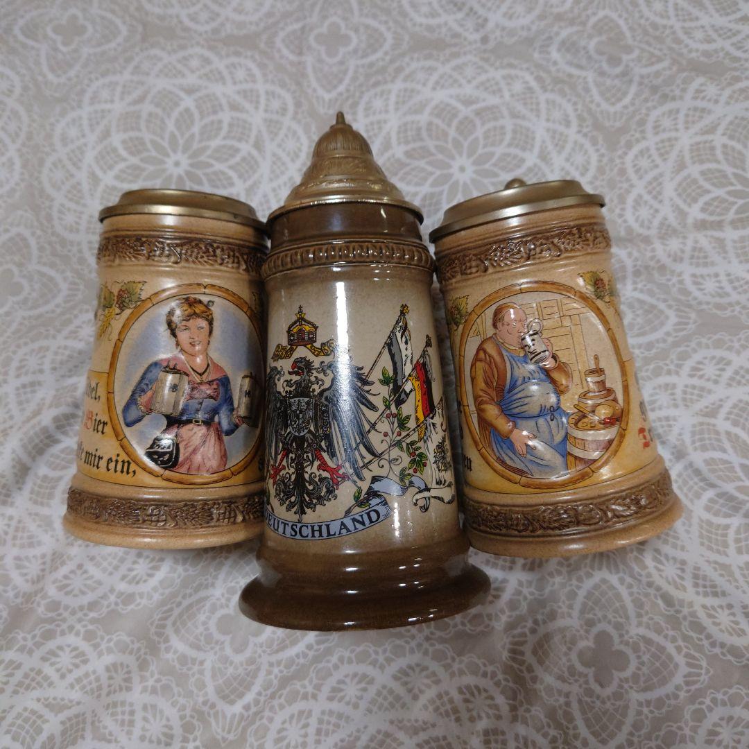限定アンティークドイツ製ビールジョッキ 3点セット観賞用コレクション