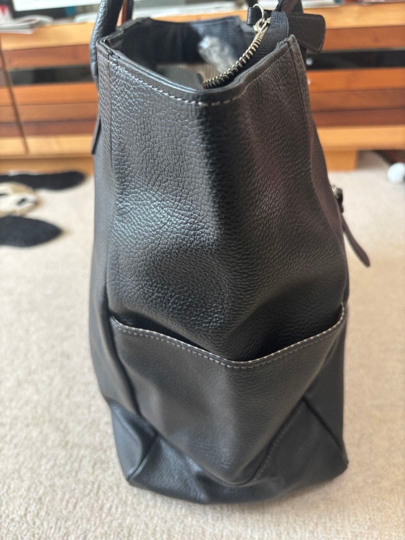 Lahella golf ブラックレザートートバッグ