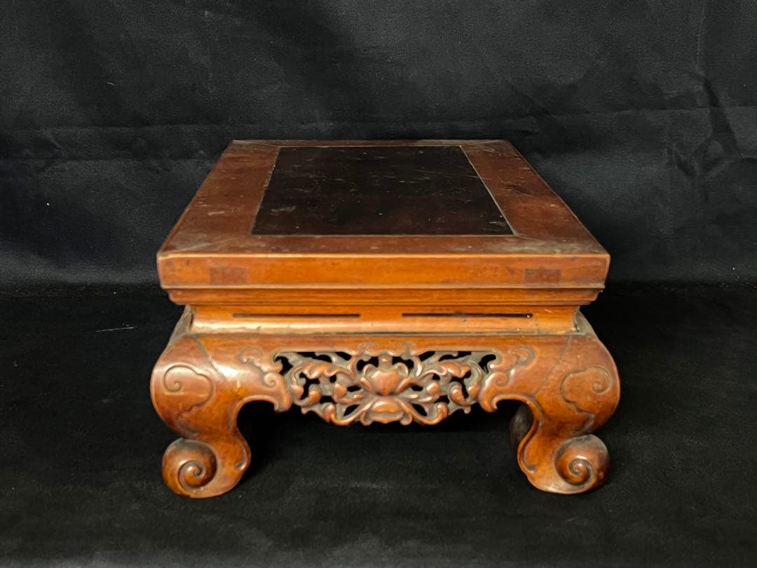 古美術/物置/紫檀台/柘植/天然木；F26