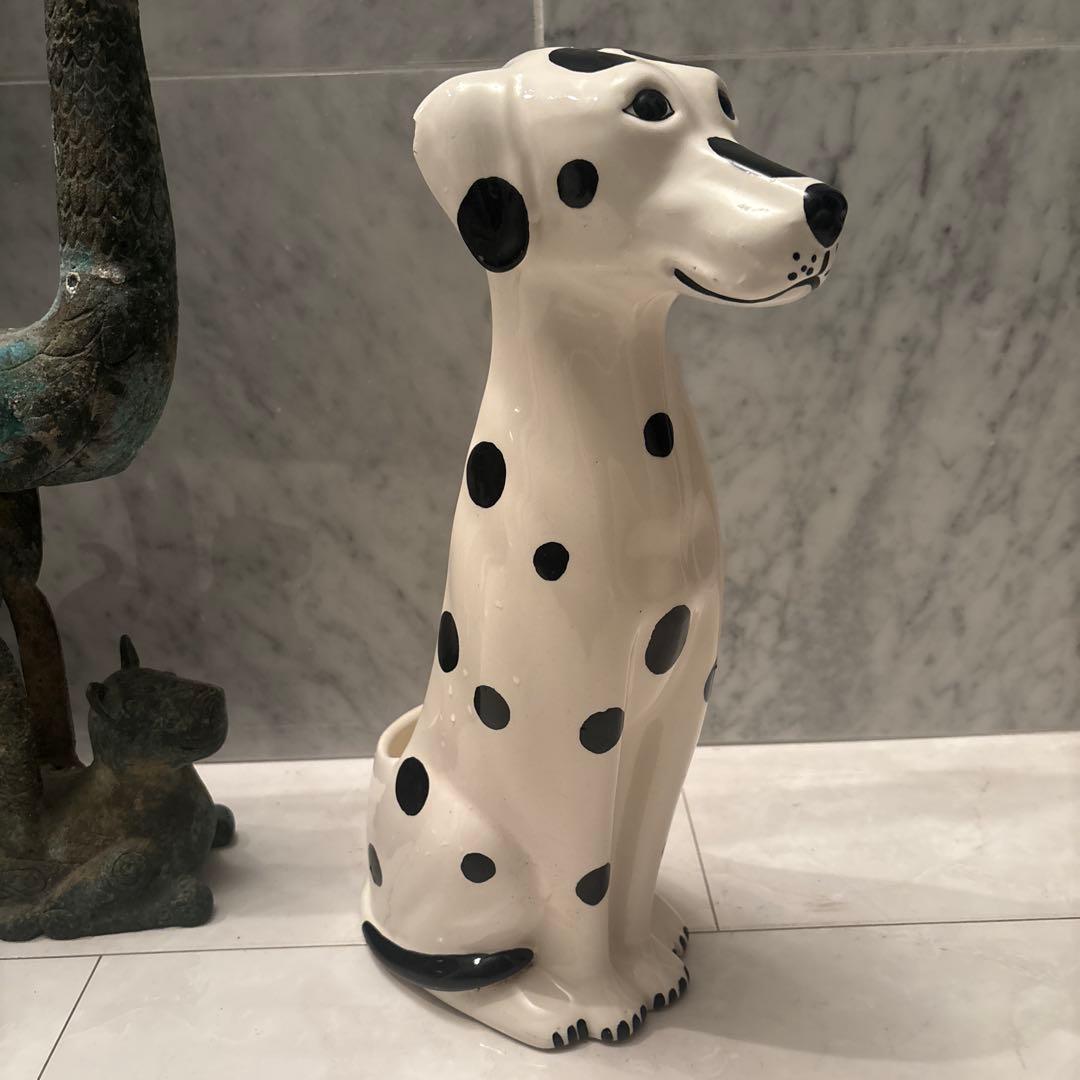 アメリカ90年代 手描きのつぶらな美しい瞳で雰囲気抜群なダルメシアンの特大陶器