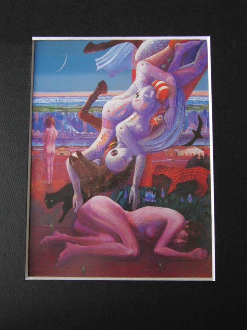 石井武夫、【早暁】、希少な額装用画集より、新品額装付