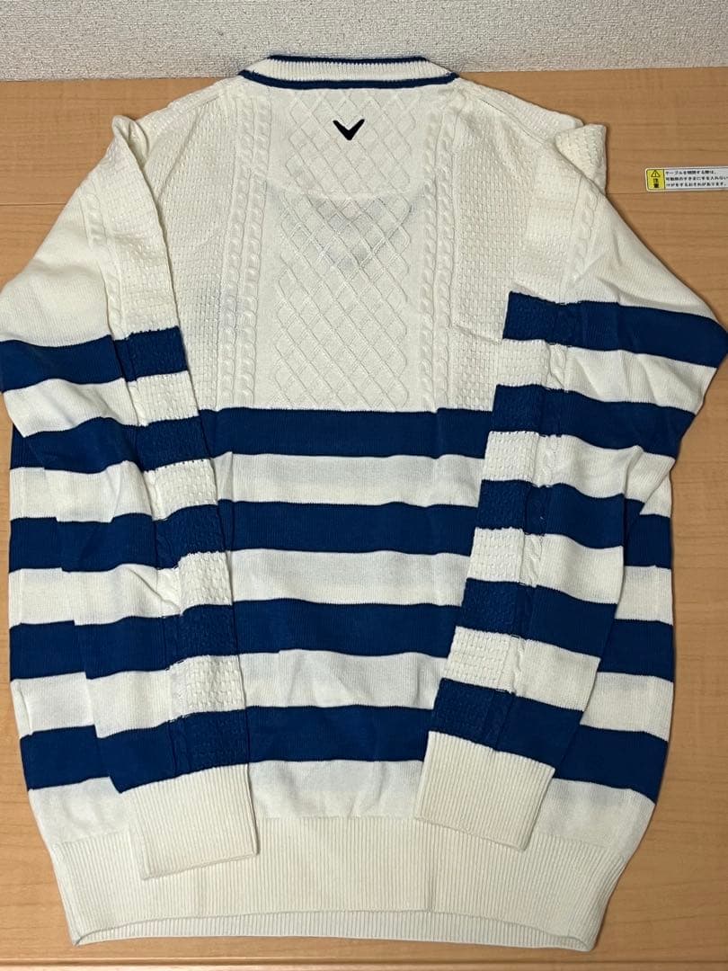 Callaway Vネック セーター ホワイト/ネイビー