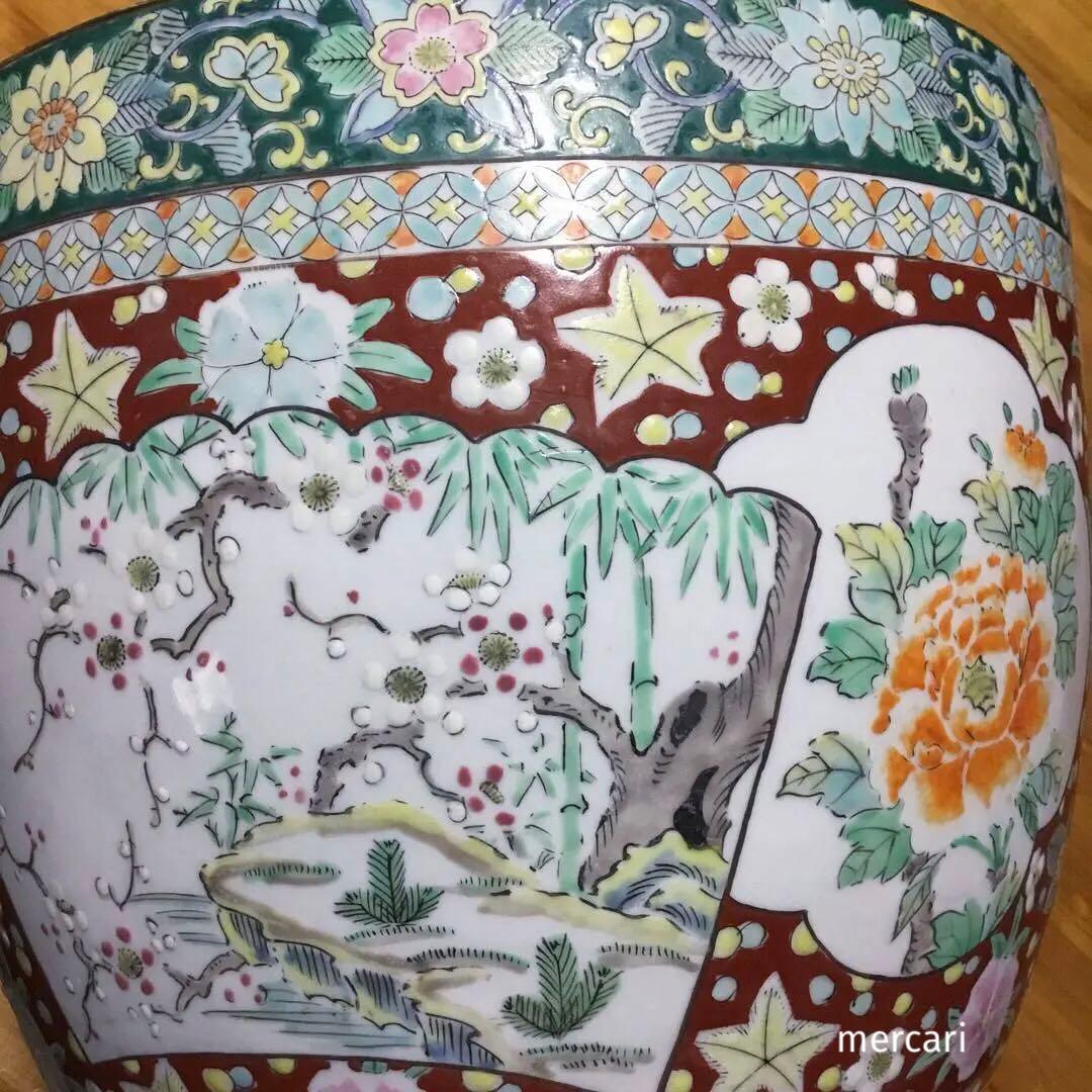 伊万里焼 十錦手 松竹梅牡丹紋様 火鉢 /骨董/時代物