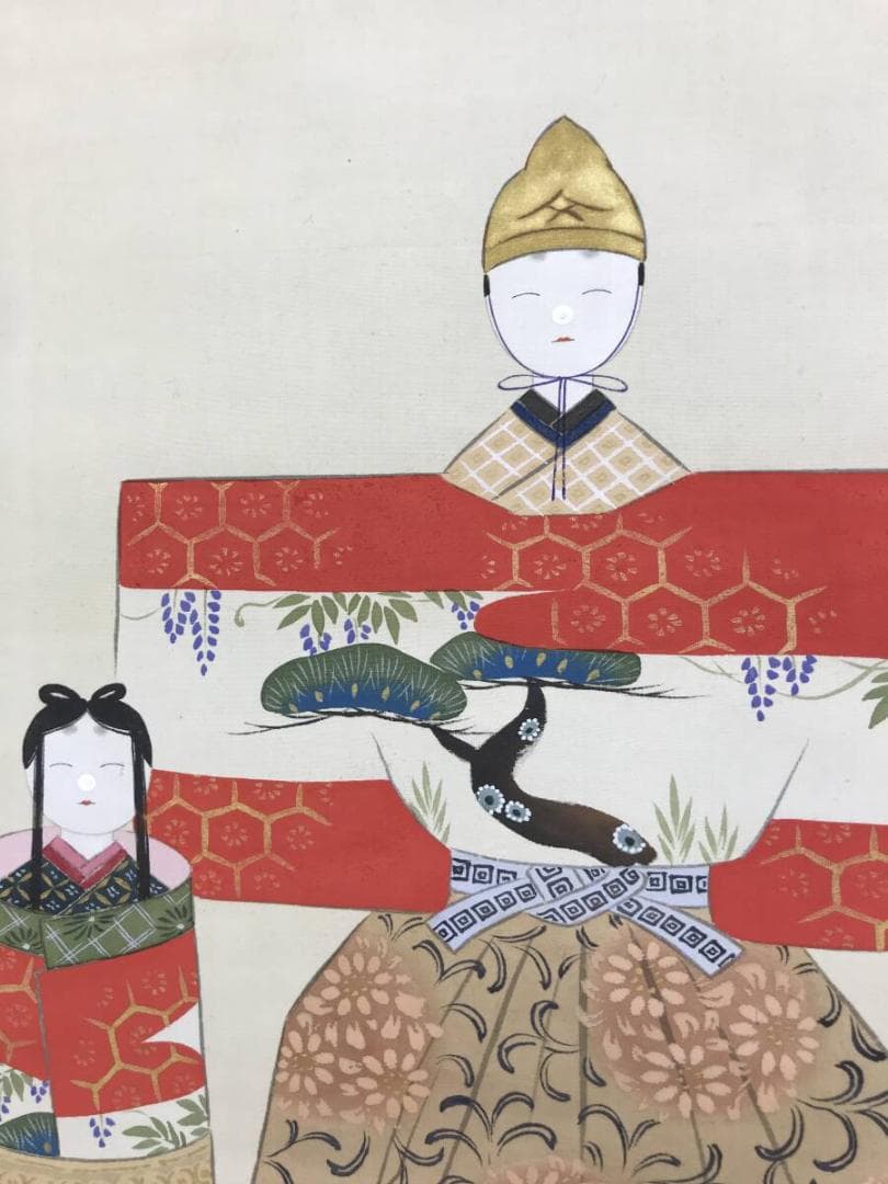 真作/柴田春叢/雛之図/節句/ヒナ図/ひな図/掛軸/名家伝来AH-557