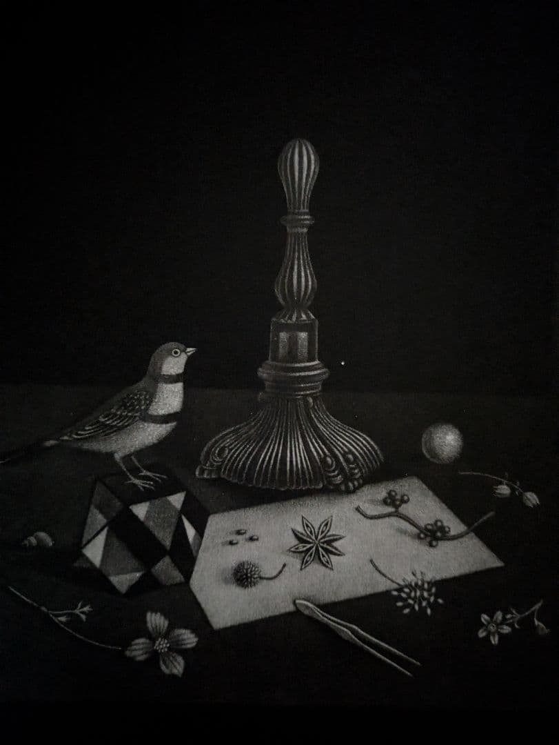 l長谷川潔の500部限定作品　「飼いならされた小鳥、花と種」真作保証