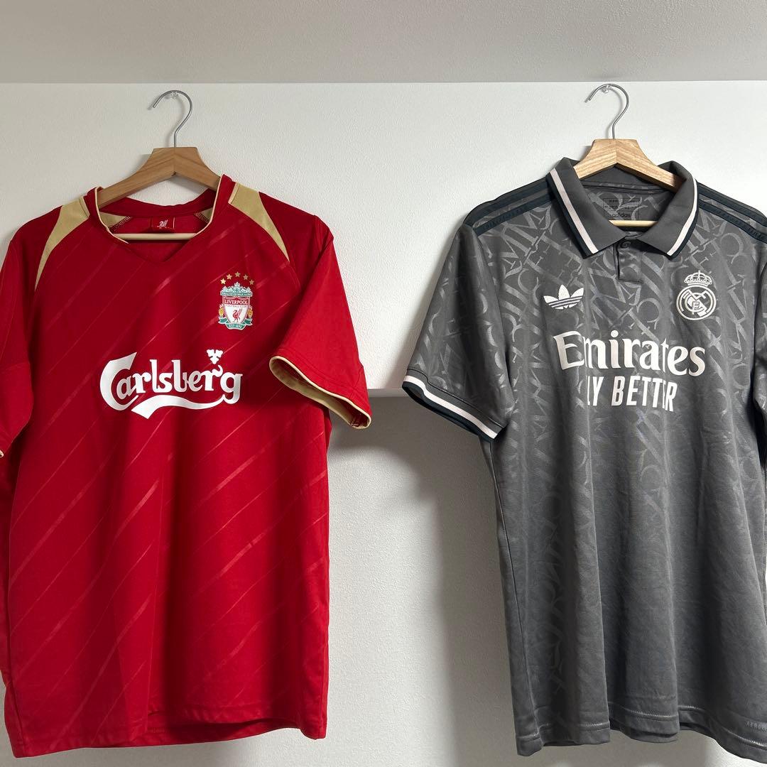 レアル・マドリード グレーシャツ2xl&リヴァプールウェアm背番号なし