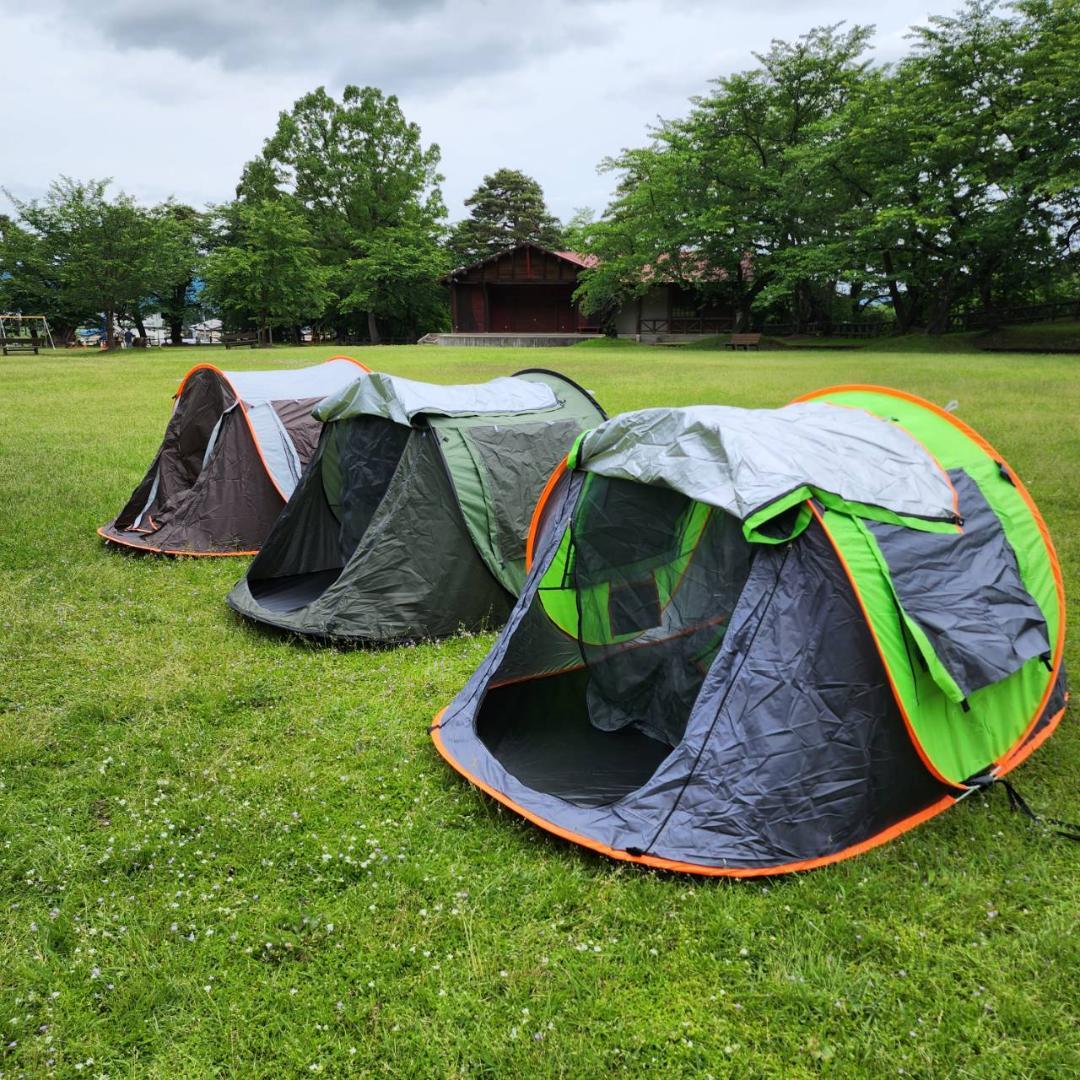 ポップアップテント　アウトドア　キャンプ　ドーム型テント　オレンジ&グレー