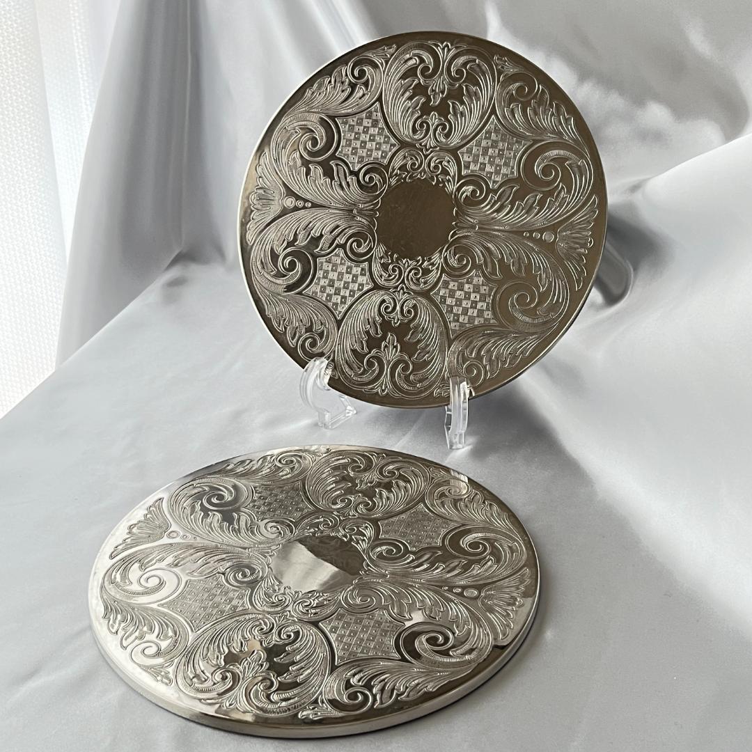【英国】プレースマット 22cm 2枚【シルバープレート】大盤