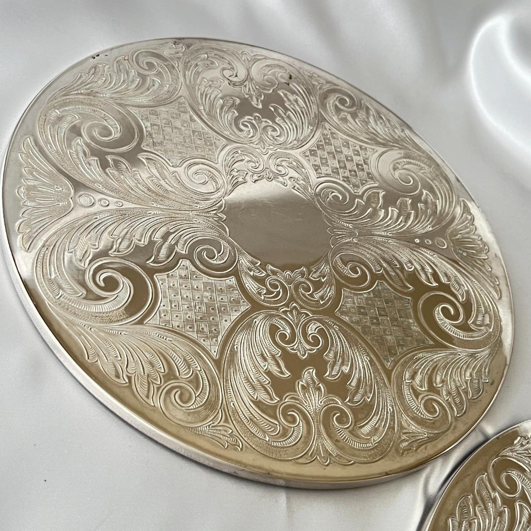 【英国】プレースマット 22cm 2枚【シルバープレート】大盤